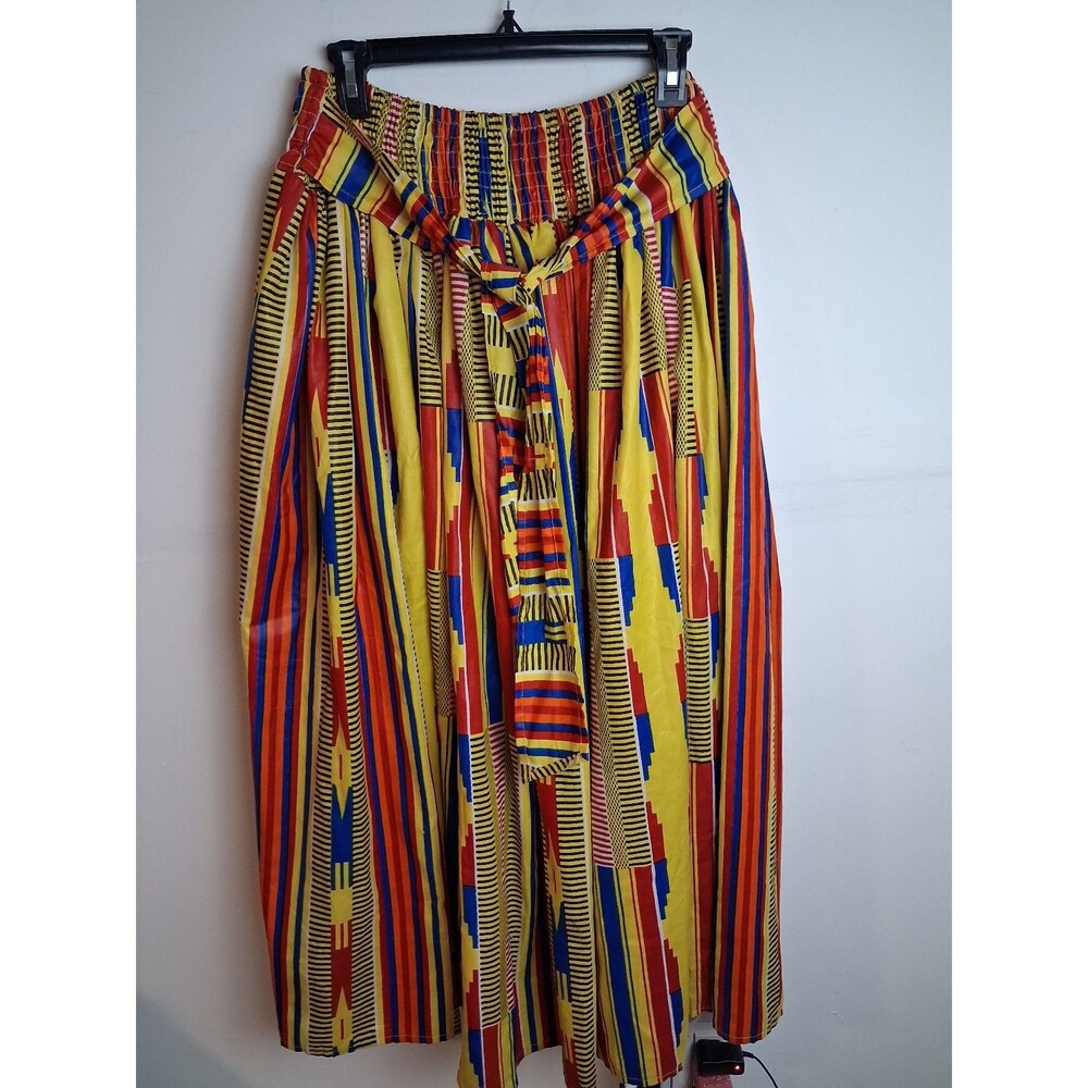 Elastic waist Jessica Taylor festive skirt flared vibrant multi colored  fit all